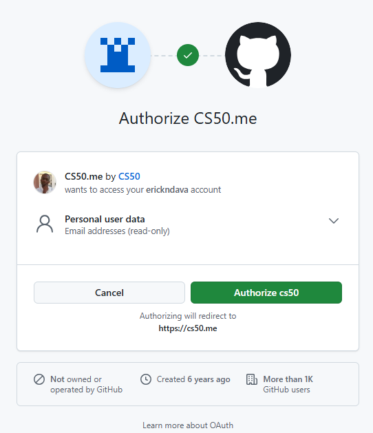 Authorize CS50.me