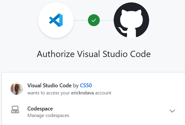 Authorise VS Code to GitHub